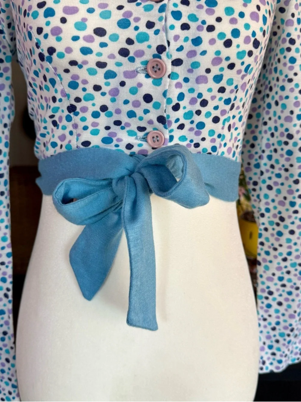 1970s Wendy Originals Top | Disco Polka Dot Long Sleeve - Picture 3 of 10